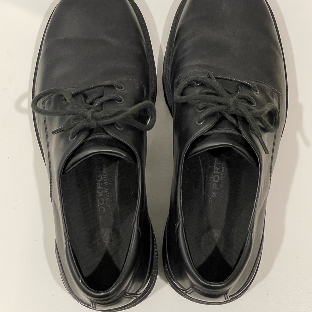 Rockport Waterproof Men’s 9.5W Wide Black Leather Oxford Lace-Up Worn Once